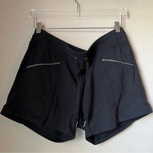 Athleta Black Zipper Shorts Size Large Athletic Running Activewear